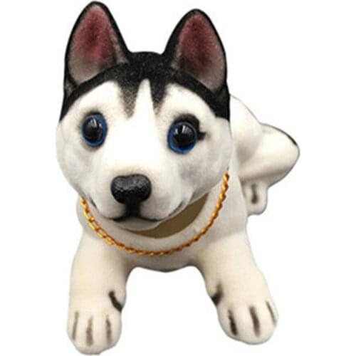 Car Nodding Dog Husky Bobble Head Dog Dashboard Doll Car Ornaments Shaking Head Toy Dog Car Accessories Bobblehead Swing Dog