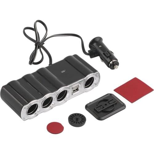 Dual USB Ports Plug Adapter 12V - 24V 4 Way Multi Socket Car Charger Vehicle Auto Car Cigarette Lighter Socket Splitter