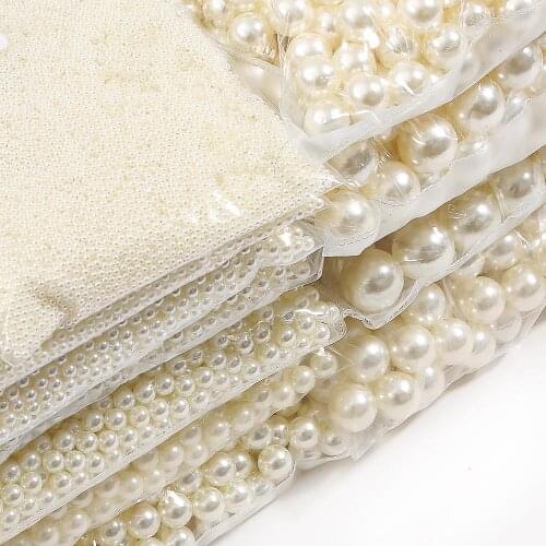No hole Pearl Beads 3 4 5 6 8 10 12 14 16 18MM ABS Beads White Ivory for DIY Fashion Jewelry Handcraft Accessories