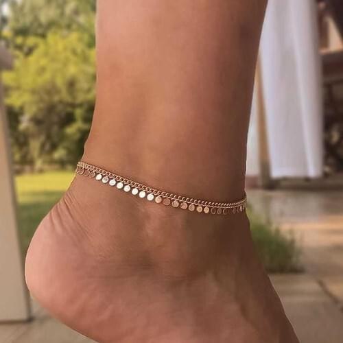 Daisy Silver Chain Sequins Anklets
