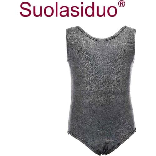 Girls One-piece Leotards Shiny Children Metallic Sleeveless Gymnastics Spandex Leotard Kids Bodysuit Ballet Dance Costumes