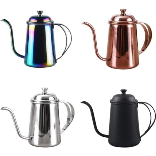 650ml Coffee Kettle Gooseneck Spout Handle Teapot Stainless Steel Home Brewing Drip Pot Kitchen Accessories