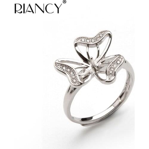 Inlaid gemstones jewelry 925 sterling silver adjustable ring accessory Jewelry Simple Womens Accessories for DIY pearl ring