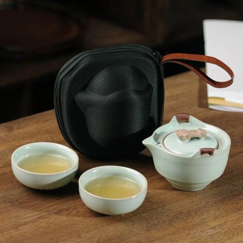 Ceramic Teapot With 2 Cups A Tea Sets Portable Travel Tea Set With Travel Bag Vintage Chinese Teaware Designer Gift For Friend