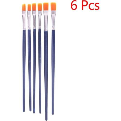 6Pcs/Set Watercolor Paint Brushes Flat Nylon Hair Painting Brush Set Art Supply