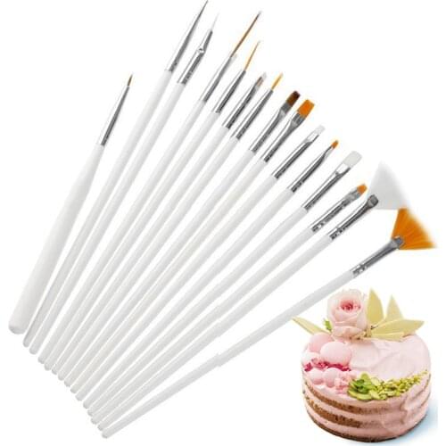 15PCS Cake Decorating Tools Baking Accessories Multifunction Icing Pastry Brushes Fondant Cake Painting Brush Nail Art Brush Pen