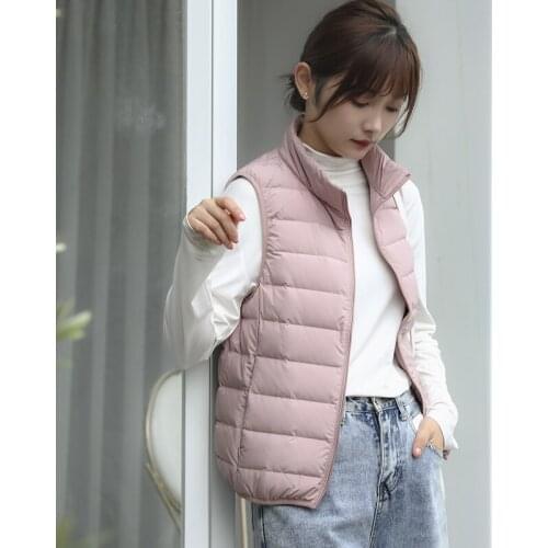 Brand Women Sleeveless Jacket Ultra Light 90% White Duck Down Casual Outwear Vests Portable Windproof Warm Waistcoat Seamless