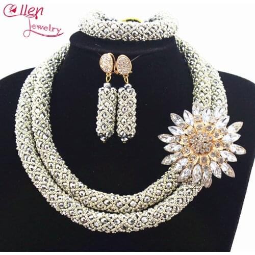 Fashionable African Beads Jewelry Sets Crystal Jewelry Set Nigerian Wedding Necklace Womens Jewellery Set Jewelry Sets E1119