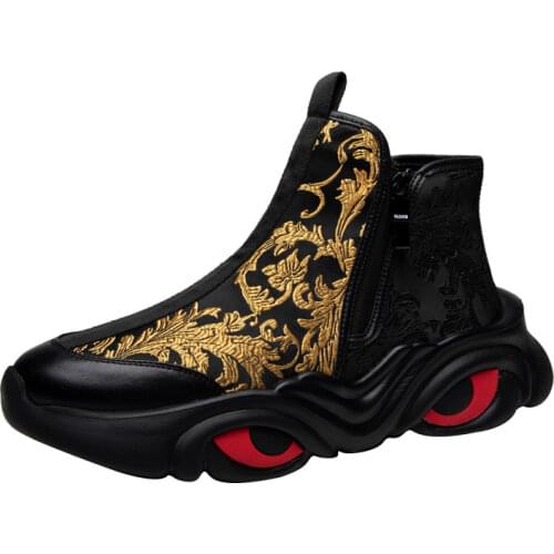 YSHUNIJ National tide mens winter new style plus velvet warm cotton shoes high-top sports casual shoes thick-soled trendy shoes