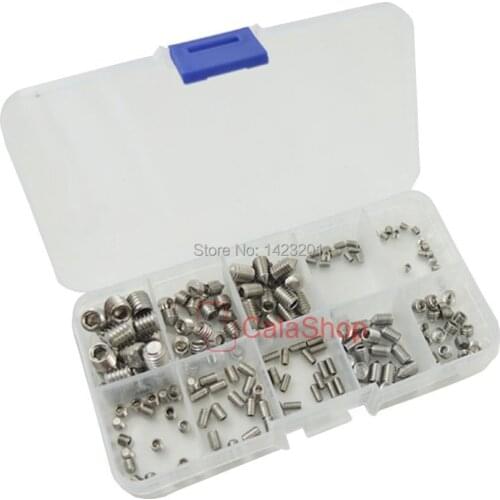 1 Box / Lot Stainless Steel Socket Hex Set Grub Screw Cup Assortment Cup Point With Box