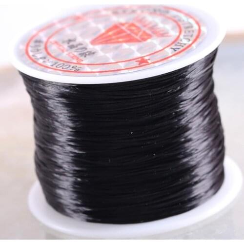 2Rolls 0.5MM DIY Crystal Beading Stretch Elastic Thread Cord Rectangle Beading Black Line String for Jewelry Making 50M/Roll