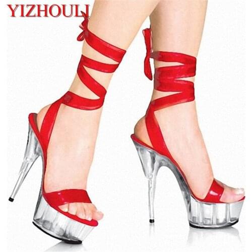 15cm high-heeled shoes lady platform crystal sandals low price dance shoes 5 inch high heels sexy stripper shoes
