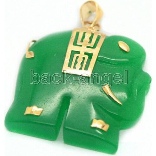 Wholesale SHIPPING HH##HH##> Fashion jewelry dark green Elephant Pendant Necklace 17