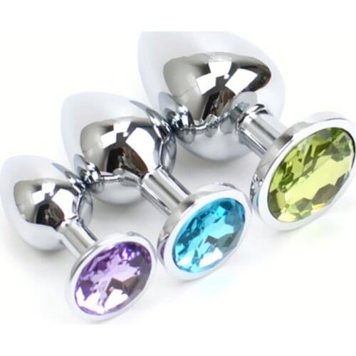 Factory Wholesale Silver Anal Plug Stainless Steel with Jewel Cheap Anal Sex Toys Dilator Multi Size Crystal Butt Plug(3 PC Set)