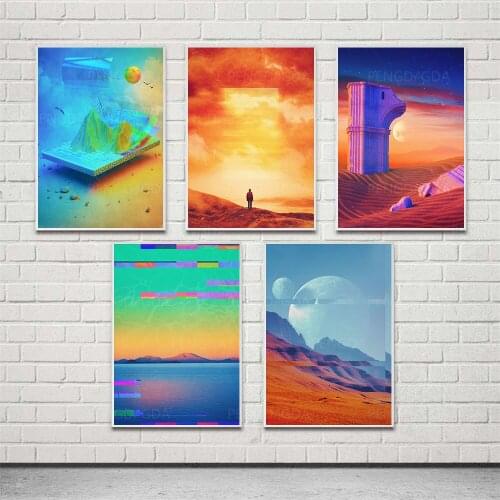 HD Prints Planetary People Desert Scenery Poster Wall Art Mountain Canvas Painting Home Decor For Bedroom Modular Pictures Frame