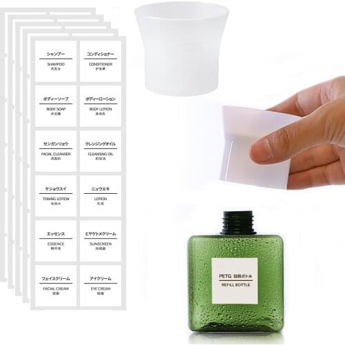 Plastic Bottle’s Funnel Shampoo Lotion Shower Gel Dispenser Bottles Funnel and Small Size Waterproof Label Stickers