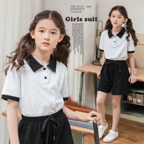 Girls Casual Set T Shirt Shorts Two Pieces 2021 Summer New Childrens Clothing Sport Suit for Kids Clothes for Teens 8 10 12 Y