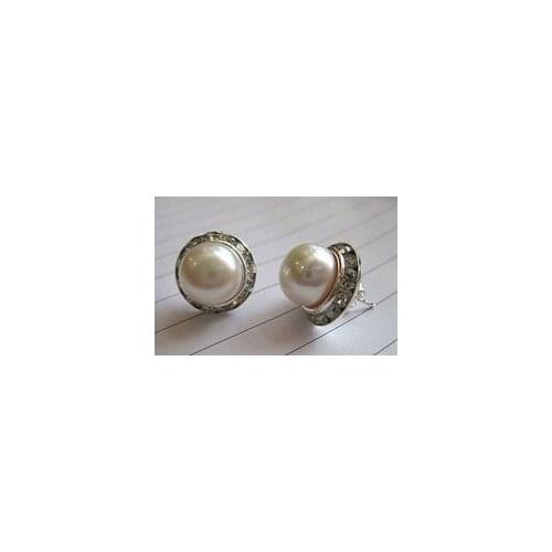 Lovely Fine natural cultued 9-10mm whit/e pearl stud earring Wholesale 925 white gold 1 pair collares kolye 925