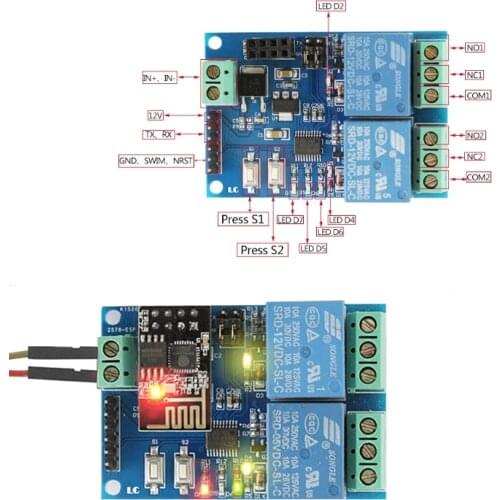 WIFI Relay Module ESP8266 IOT APP Controller 2-Channel For Smart Home 12V