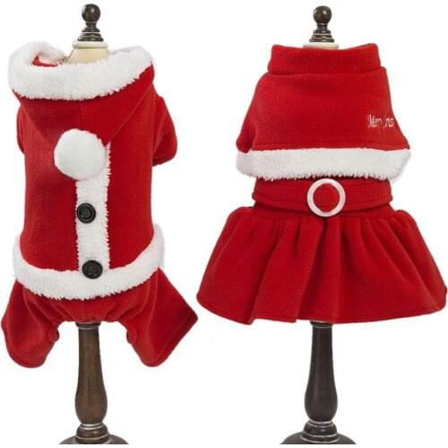 Christmas Pet Dress Warm Dog Cat Jumpsuit Pet Puppy Coat Jacket Warm Clothes for Small Medium Dogs Cats Hoodie Pet Clothing