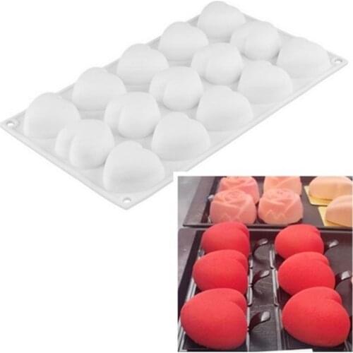 15 Lattices Silicone Love Heart Shape Cake Mold DIY Handmade Soap Mould Chocolate Fondant Molds Wedding Party Cake Decoration