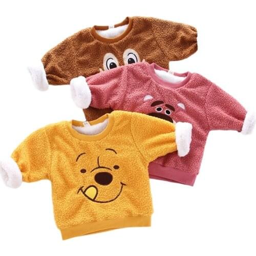 Boys girls sweaters winter children cute cotton thick velvet sweater for baby kids fashion warm pullover tops tollder clothes 4Y