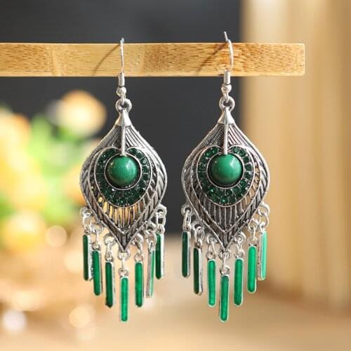 New Bohemia Vintage Long Tassel Earrings for Women Unique Personality Hollow Drop Oil Alloy Water Drop Earrings Trend Jewelry