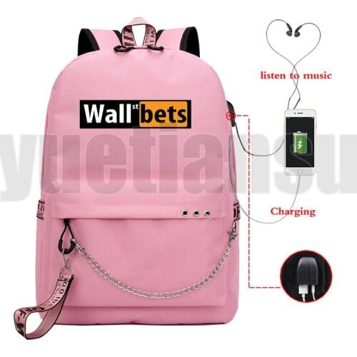 WallStreetBets Schoolbag Backpack Women USB Charging Travelbags School Bags for Teenage Girls Gamestop GME WSB Zipper Bookbag