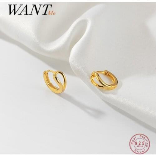 WANTME 925 Sterling Silver Simple Geometric Hollow Fine Hoop Jewelry Stud Earrings for Women Fashion Charm Chic Ear Buckle Gift