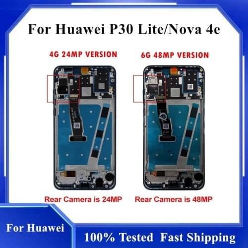 100% TESTED For Huawei P30 Lite Nova 4e LCD Display Touch Screen Digitizer Panel Glass Assembly For Huawei P30lite LCD Display