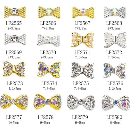 1pack Gold Silver Bowtie Alloy Nail Gemstones AB Crystal Diamond 3d Nail Glitter Gems Jewerly For Nail Decoration Rhinestones#15