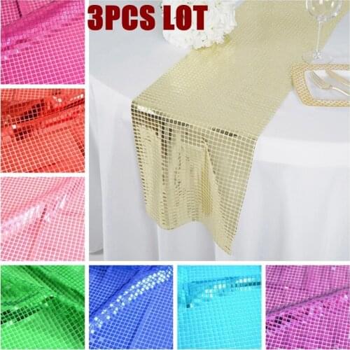 3pcs Lot Glitter Sequin Table Runner Wedding Tablecloth Runners For Banquet Event Party Home Decorate