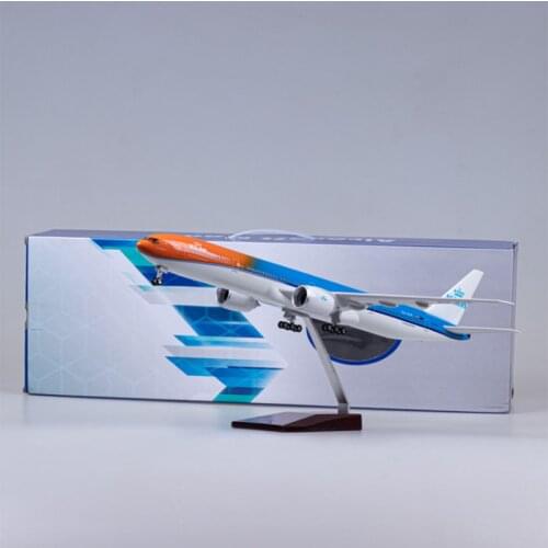 47CM 1/157 Scale 777 B777 Aircraft KLM Air Airlines Model W Light and Wheel Landing Gear Diecast Plastic Resin Plane