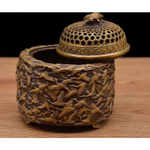 480 g Vintage | Antique | Folk Chinese Incense Burner Bronze | Brass Candle Burner holder Asian Tibetan Tibet Thousand cranes