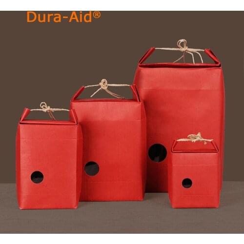 50pcs L9*W5*H11cm red rice paper packaging rice paper bags for weddings kraft-paper-bag with zipper and window free shipping