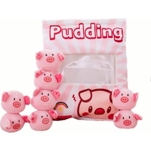 8pcs/lot Cute pINK Pig Snack Bag Plush Doll Stuffed Dinosaur Candy Pudding Cushion/Pillow Kids/Girl Birthday Gifts