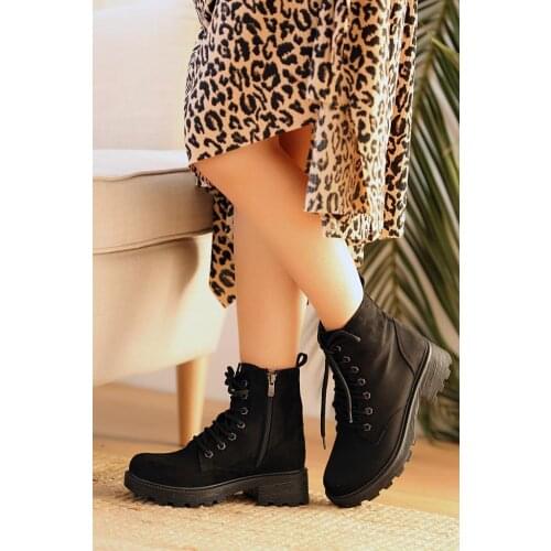 A800-20Siyah Nubuck Pink Potin Black Nubuck Women 'S Boots A800-20