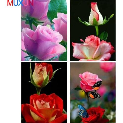 Muxun Full Diamond Painting Flower Rose Cross Stitch Diamond Embroidery 5D Diy Full Drilling Round Drill Decoration Gift Rp136