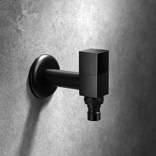 Black Washing Machine Faucet Wall Mounted Bibcock,304 Stainless Steel Outdoor Garden Faucet Washing Machine Tap Small tap