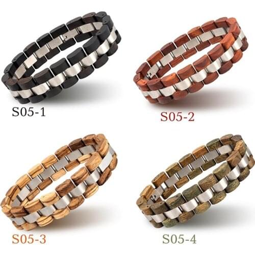 Bobo Bird Wooden Men Bracelet for Women Jewelry 2020 Stainless Steel Bracelet Handmade Couple Bracelets Lovers Gift Wooden Box