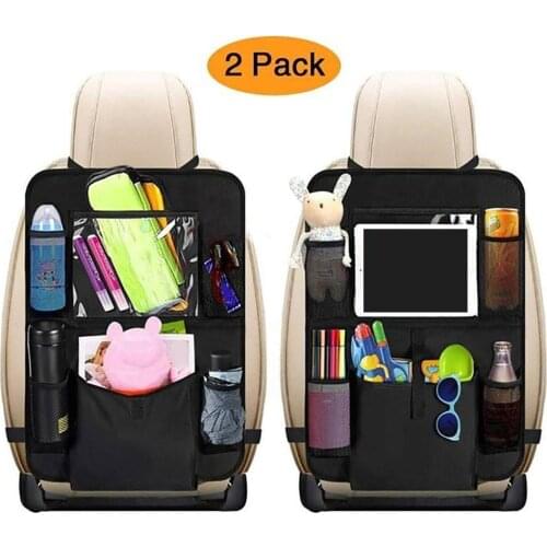 2Pcs Car Seat Back Touch Screen Tablet Holder Hanging Storage Bag Organizer Auto Stowing Accessories