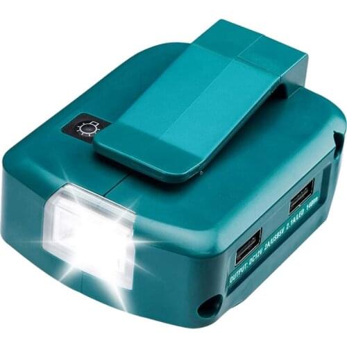 For Makita ADP068 14.4V/18V Lithium-Ion Battery Adapter Power Source Batteries Charger with Dual USB Ports LED Light