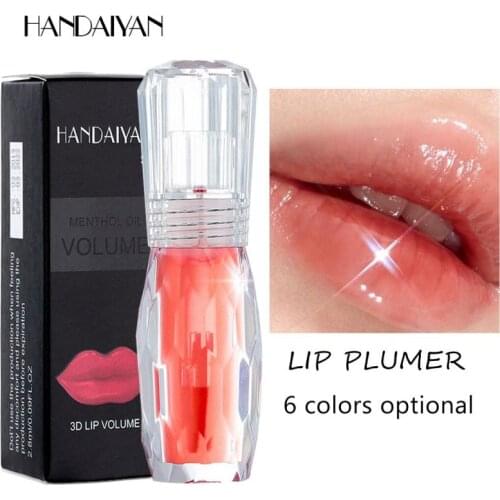 HANDAIYAN 3D Jelly Lip Gloss Plumper Crystal Mint Lip Tint Liquid Lipstick Hydrating Repairing Smooth Lip Luminizer Makeup TSLM1