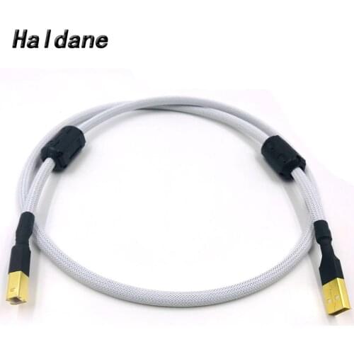 Haldane HIFI 4 cores Single Crystal Copperr USB Cable DAC A-B Digital USB 2.0 Type A to B Male Audio Cable(white)