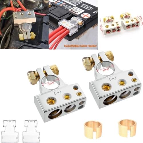 2Pcs Car Battery Terminal Connectors 0/2/4/8/10 Gauge Positive Negative Auto Car Marine Battery Terminal Connectors Shims