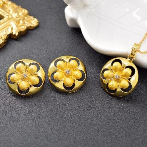 Sunny Jewelry Classic Round Jewelry Sets For Women Necklace Earrings Pendant High Quality Jewelry For Wedding Flower Jewelry Set
