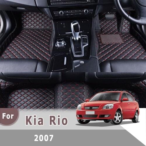 RHD Carpets For Kia Rio 2007 Car Floor Mats Artificial Leather Waterproof Custom Floor Liners Auto Styling Interior Accessories