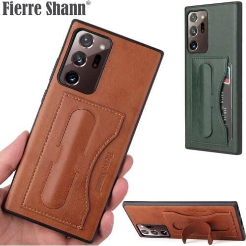 Fierre Shann Leather Case For Samsung Galaxy Note 20 Ultra Business Deluxe Luxury kickstand Stand Holder Back Cover Shell