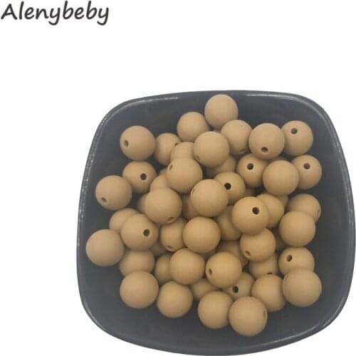 Dim Oatmeal Color Food Grade Silicone Round Bead 12/15mm Baby Teether Necklace Toy DIY Pacifier Chain Care Baby Teether Product