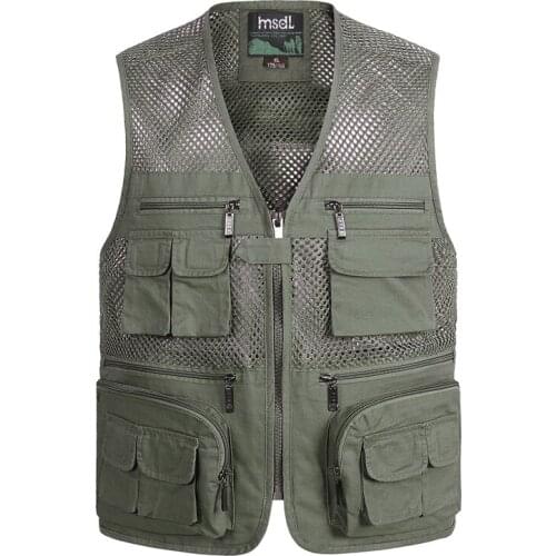 Summer Vest Pure cotton Double mesh Male With Many Pockets Casual Classic Multi Pocket Photographer Baggy Work Waistcoat